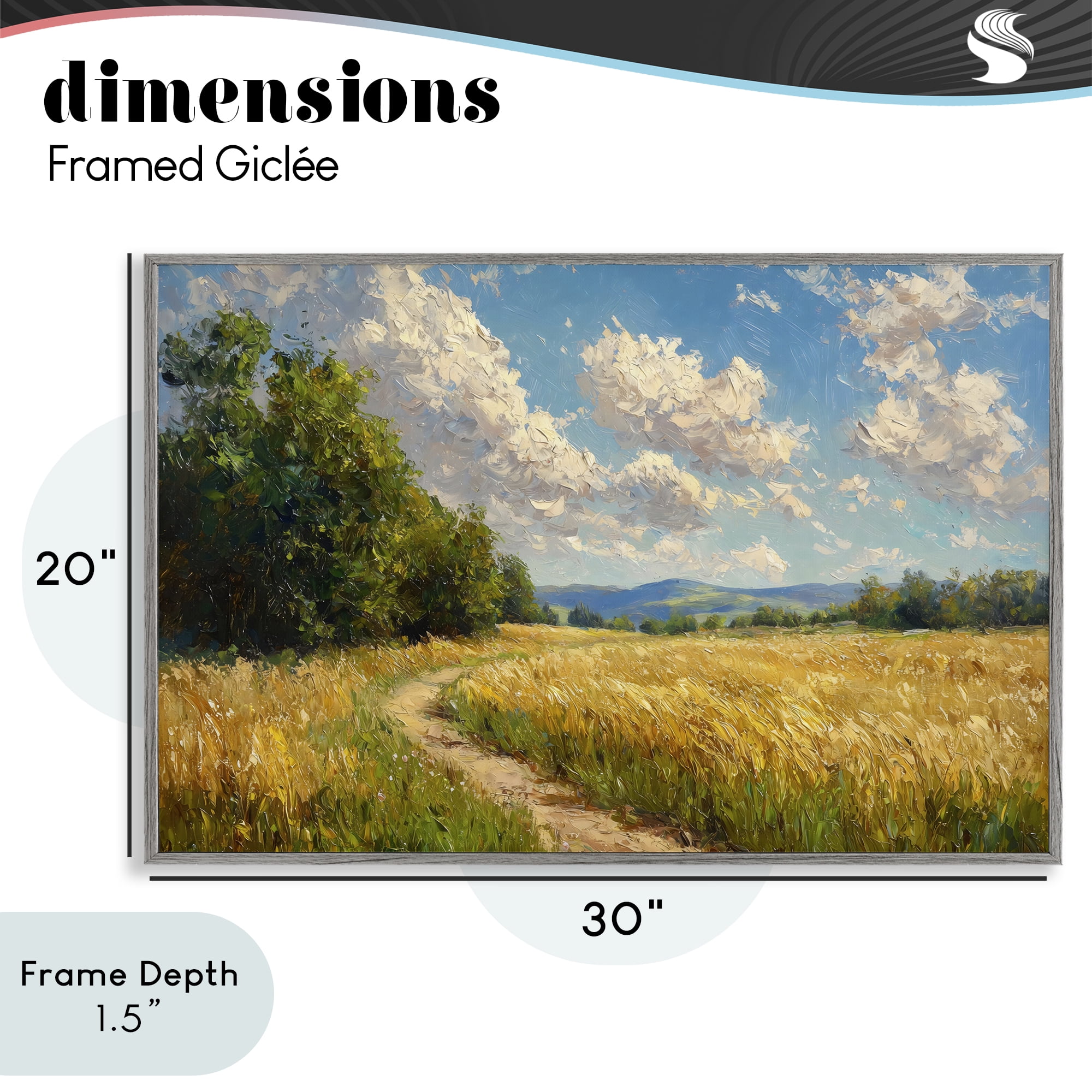Stupell Industries Winding Path Through Wheat Field Gray Framed Giclee Art, design by Creative Studio