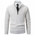 thumbnail image 5 of RYDCOT Mens Half Zip Fall and Winter Solid Color Fashionable Casual Stand up Collar Thick Sweater White, 5 of 9