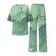 thumbnail image 4 of Hauts à Manches Courtes pour Femmes, Ensemble Décontracté d'Été Imprimé, Col Rond, Manches Courtes et Pantalons Longs, Ensemble de Hauts à Manches Courtes pour Femmes, 4 of 5