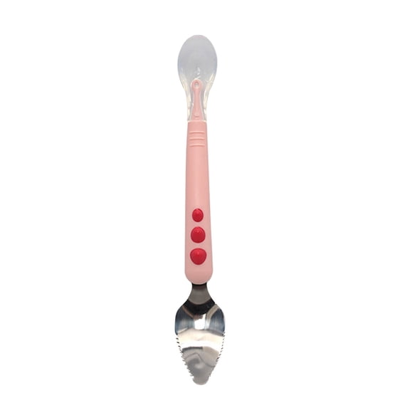 FHBVT Stainless Steel Baby Fruit Scraper Spoon, Dual-Headed Food Grade Tool for Cutting Fruits and Feeding, Ideal for Safe and Easy Meal Prep for Parents, Caregivers, and Busy Families