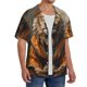thumbnail image 2 of Balery Jungle Meditating Lion Camisa Casual de Manga Corta con Botones para Hombre, Texturizada, Estilo Cubano, para Playa, Verano-Small, 2 of 5