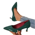 thumbnail image 5 of Gpaecead Women's Pointed Toe Kitten Heel Pumps Patent Leather Elegant Cushioned Dress Heels For Office Wedding Party Formal Events Green, 5 of 5