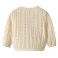 thumbnail image 3 of JOANKDMI Little Girls Pointelle Cardigan Sweaters Scalloped Trim Long Sleeve Button Up Knit Outerwear Coat Lightweight Casual Fall Spring Tops for Dress Wedding School Uniform, 3 of 6