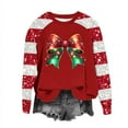 thumbnail image 2 of ZRGHAOYLQ Women's Christmas Patchwork Sweatshirts Sequin Sparkly Long Sleeve Pullover Tops for Christmas Gifts Trendy Christmas Bow Pattern Shirts Casual Crewneck Pullovers, 2 of 5