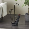 thumbnail image 2 of DecMode Black Geometric Metal 2 Section Umbrella Stand with Umbrella Shaped Handle, 2 of 9