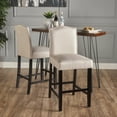 thumbnail image 2 of Noble House Merritt Fabric Upholstered Counter Stools Set of 2, Wheat and Walnut Finish, 2 of 2