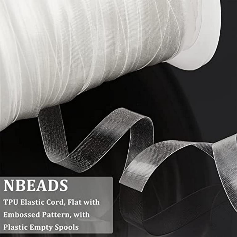 NBEADS 10.94 Yards(10m) Clear Elastic Strap, 0.59 Wide Transparent Elastic  Band Clear Bra Strap Lightweight Clear Elastic for DIY Shoulder Bra