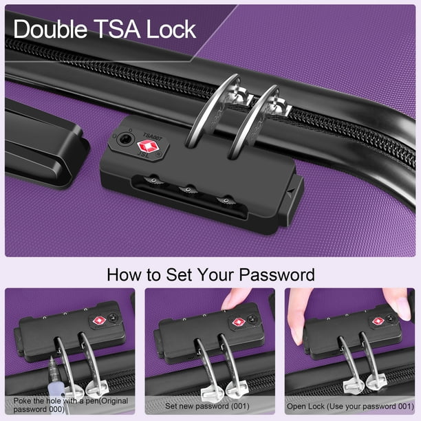 Sunbee 3 Piece Luggage Sets, ABS Hardshell Hardside Suitcase with