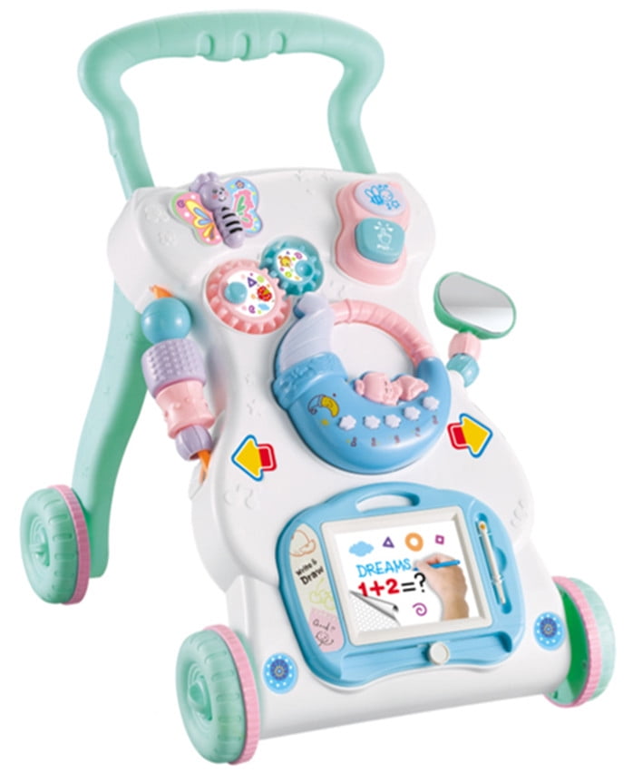 SUNLIKE Baby Walker Toys, Anti-rollover Sit-to-Stand Walker Stroller ...
