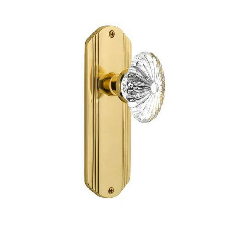 Nostalgic Warehouse Oval Fluted Crystal Door Knob with Deco Plate 