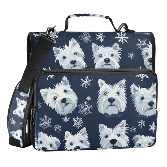 ALAZA Zipper Binder Cute Dog Snowflakes 3 Ring Trapper Keeper File Folder Organizer Bag