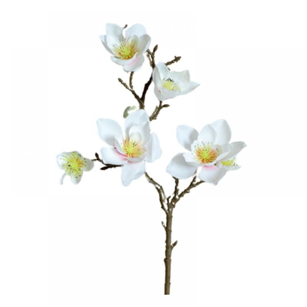 Silk Magnolia Flowers with Buds Branch Artificial Magnolia Blooms