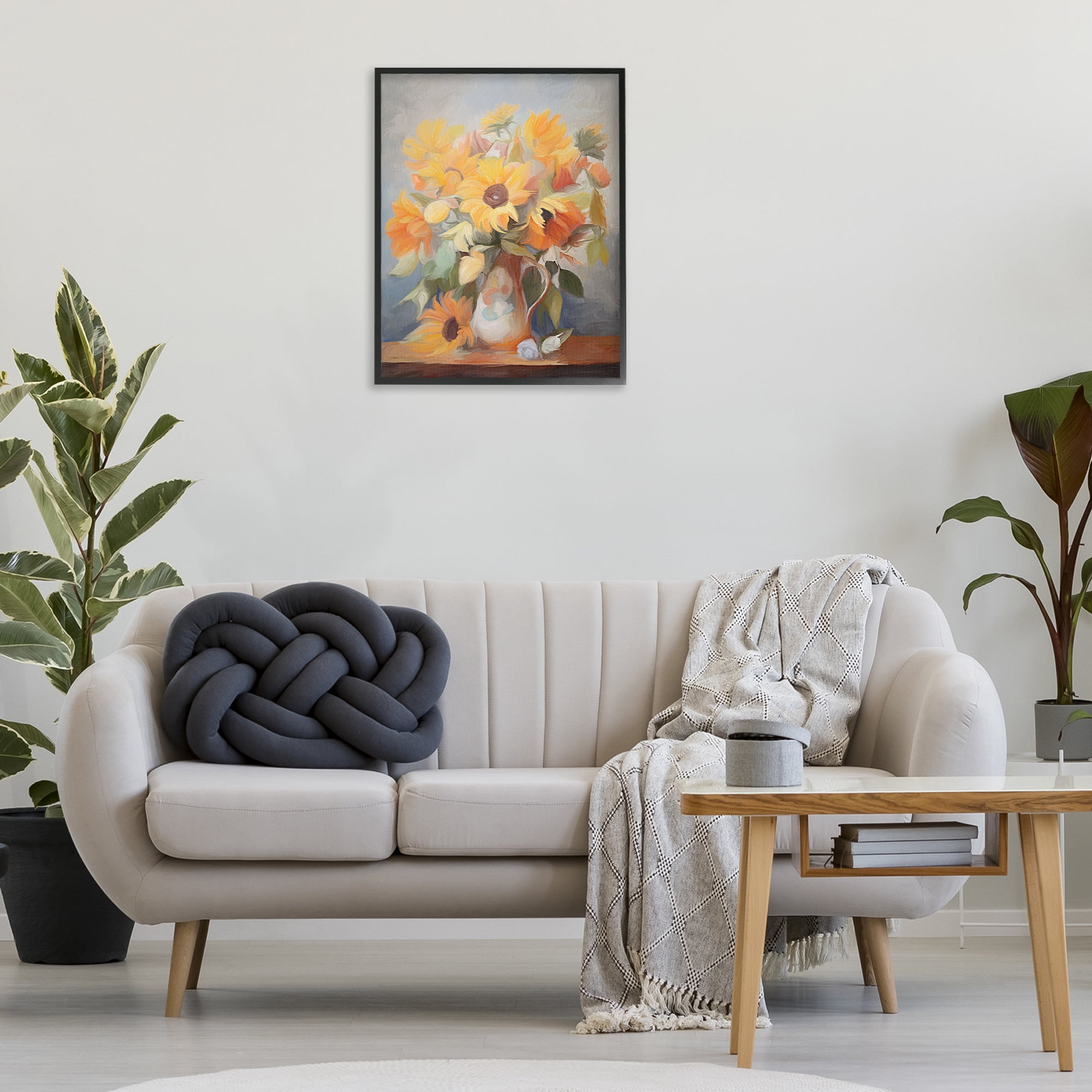 Stupell Industries Bright Sunflower Medley Botanical & Floral Painting Black Framed Art Print Wall Art, 24 x 30