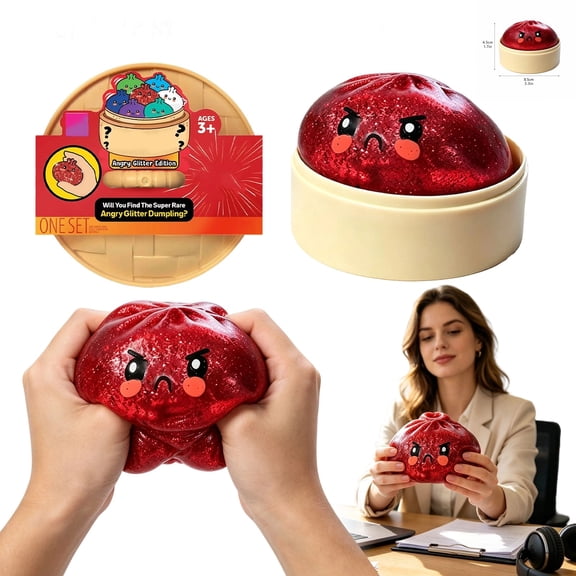 Angry Glitter Dumpling Squishy Fidget Toys,2026 Squeeze Toys for Teens Adults | Squishies Toys for Halloween,Travel Toy,Christmas Stocking Stuffer