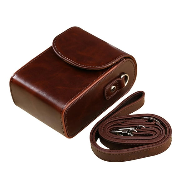 Estuche para cámara de cuero sintético, moderno, impermeable, profesional, a prueba de golpes, pequeño Café