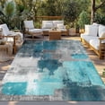 thumbnail image 2 of Teal Grey Outdoor Rug 5x7 Ft - Reversible Patio Rug Outdoor Camping Rugs, Modern Oil Painted Abstract Art Aesthetics Washable Indoor Outdoor Area Rugs, Non-Slip Outdoor Carpet Runner for Deck/Porch, 2 of 8