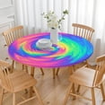thumbnail image 3 of Rainbow Tie Dye Spiral Pattern Round Fitted Tablecloth with Elastic Edge,Dining Table Cover Waterproof,Outdoor Round Tablecloth for Camping,Dining,Indoor and Outdoor, 3 of 7