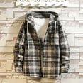 thumbnail image 3 of L-5X Plus Size Fleece Shirts for Men with Hoodie and Pocket Button-Down Shackets Jackets Long Sleeve Plaid Printed Thermal Warm Outerwear Shirt, 3 of 3