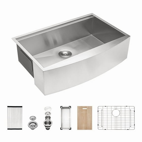 Farmhouse Apron Single Bowl Stainless Steel Kitchen Sink with Workstation