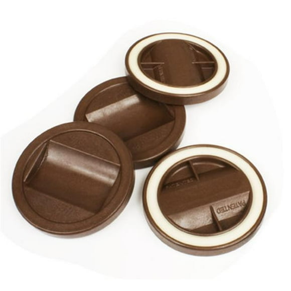 Slipstick 222060 3.25 in. Large Castor Cup Chocolate Gripper & Ideal for Bed Rollers - Pack of 4