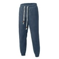 thumbnail image 7 of Men's Plush Belted Casual Pants - Cotton Solid Winter Trousers - Elastic Waist for Daily/Sports, 7 of 7