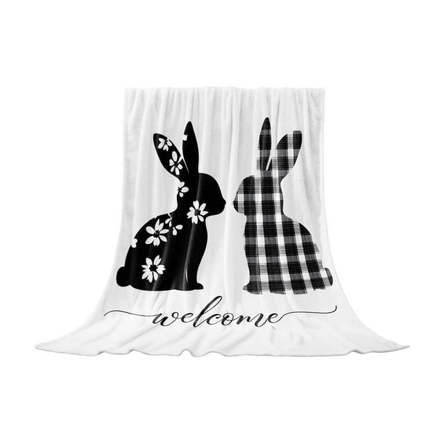 Happy Easter Blanket Rabbits Eggs Throw Blanket Rabbits Blanket Couch Sofa Soft Warm Bed Decoration For Women Men