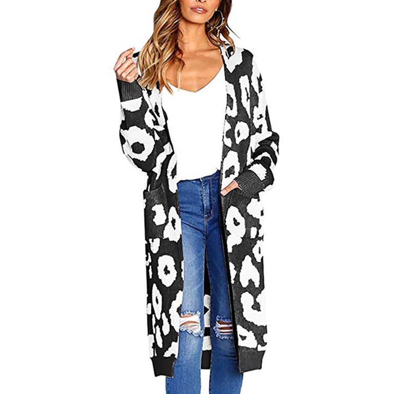 Ladies leopard top print cardigan