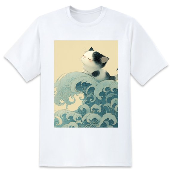 Basic Oversize Tees For WomenCat Loose Boyfriend Shirts Casual Blouse round neck