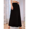 thumbnail image 4 of Women'S Casual Mid Long Skirts Stretchy Ultra-Soft Flowy Maxi Formal Skirts High Waist Lounge Skirts for Women Black XL, 4 of 5