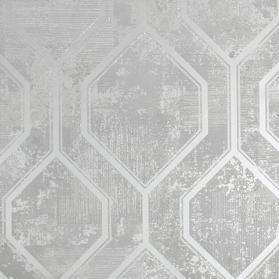 Armature Geo Grey and Silver Wallpaper