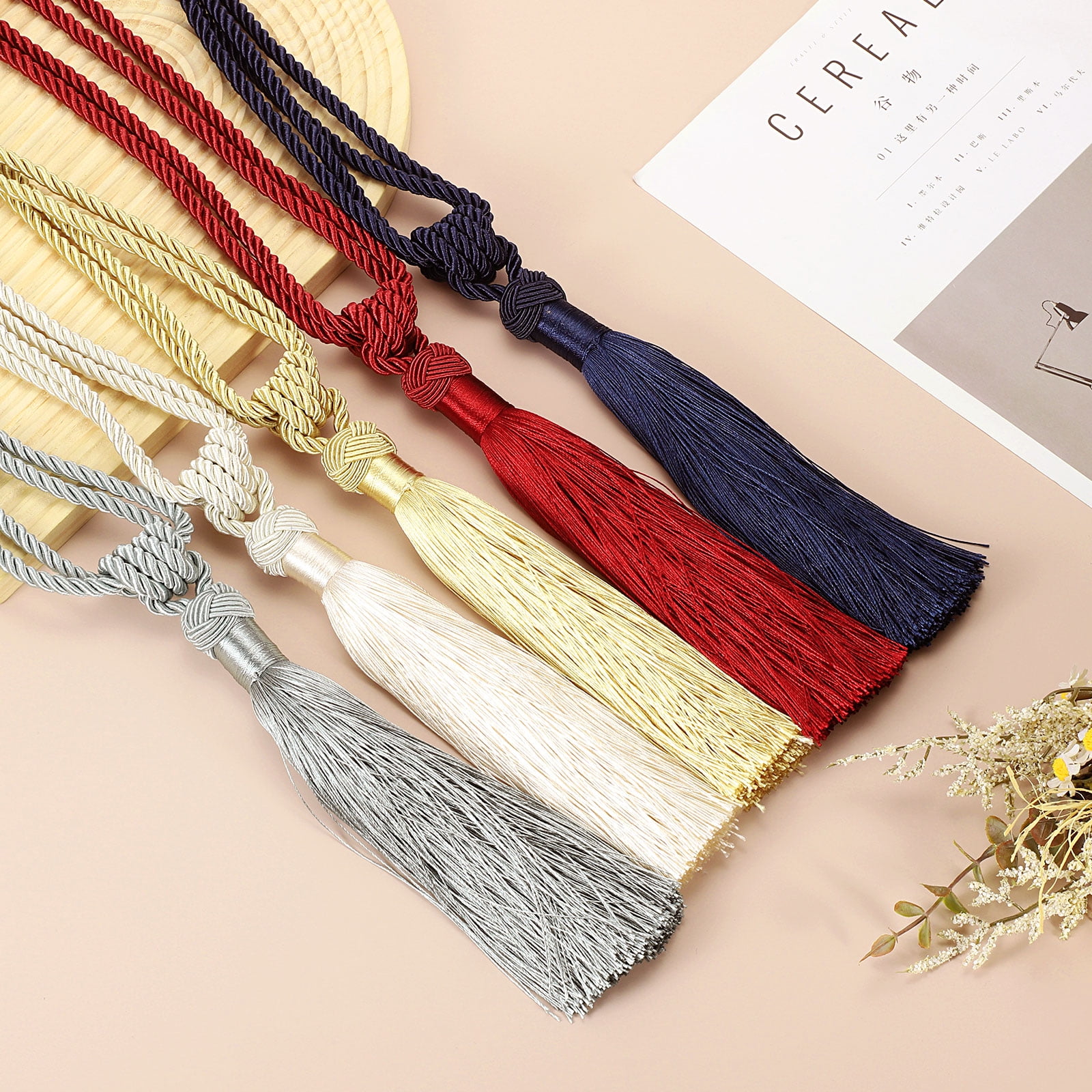 Unique Bargains Handmade Elegant Curtain Tiebacks Tassel Home Decor Gray Blue 2 Pcs