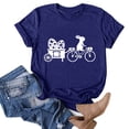 thumbnail image 2 of Pxiakgy Liquidation! T-Shirts de Pâques Col Rond pour Femmes Joyeuses Pâques Lapin avec Lunettes Blouse Décontractée Graphique Printemps Hauts Colorés Tee Femmes Topseaster Manches Courtes Chemise Décontractée Mode Bleue TG, 2 of 5