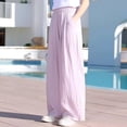 thumbnail image 4 of ZLBDYG Teen Girls Flowy Palazzo Pants Kids Wide Leg Linen Pant Summer Casual Beach Gauze Trousers Loose Soft Boho Athletic Bottoms, 4 of 6