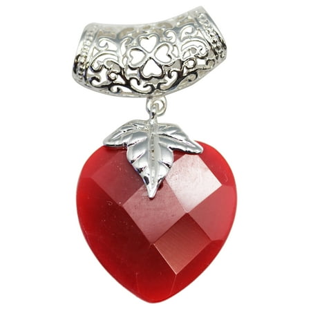 - Blood Red Faux Mini Heart Stone Pendant With Elongated Necklace Loop