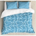 thumbnail image 1 of Train Track Duvet Cover Set Queen Size, Continuous Pattern of Swirling Railroads Nursery Themed Simple Print, Decorative 3 Piece Bedding Set with 2 Pillow Shams, Blue Pale Blue White, by Ambesonne, 1 of 3