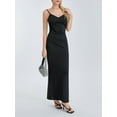 thumbnail image 6 of Women Long Bodycon Dress Solid Color Cowl Neck Sling Cocktail Dress, 6 of 6