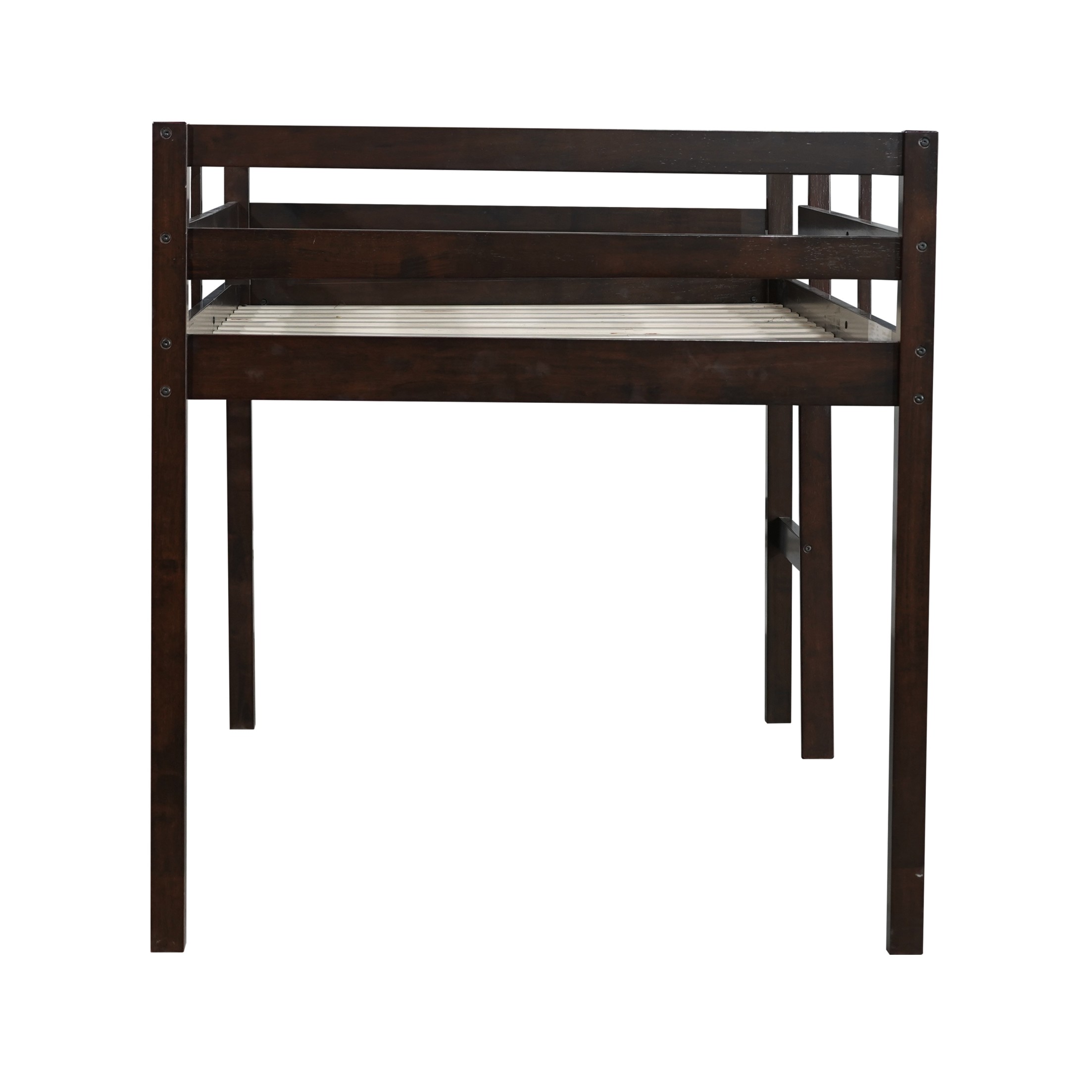 Noble House Modern Tilda Twin Loft Bed, Solid Rubber Wood Frame with Ladder, Spacious Under for Kids, Espresso