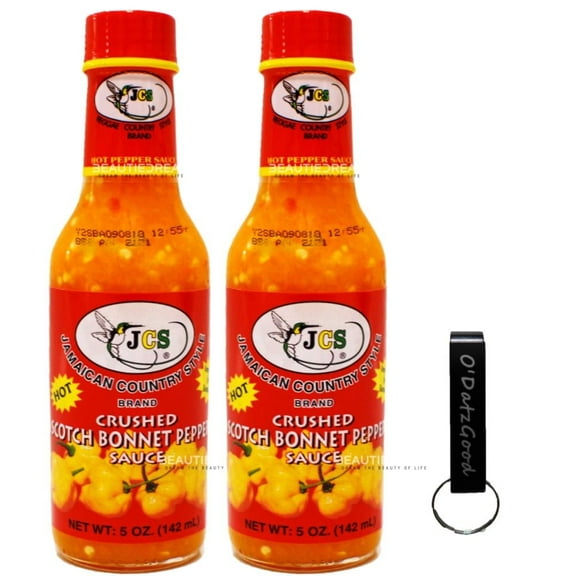 JCS Crushed Scotch Bonnet Pepper Sauce 5 oz (142ml) Pack of 2 Packaged w/ ODatzGood