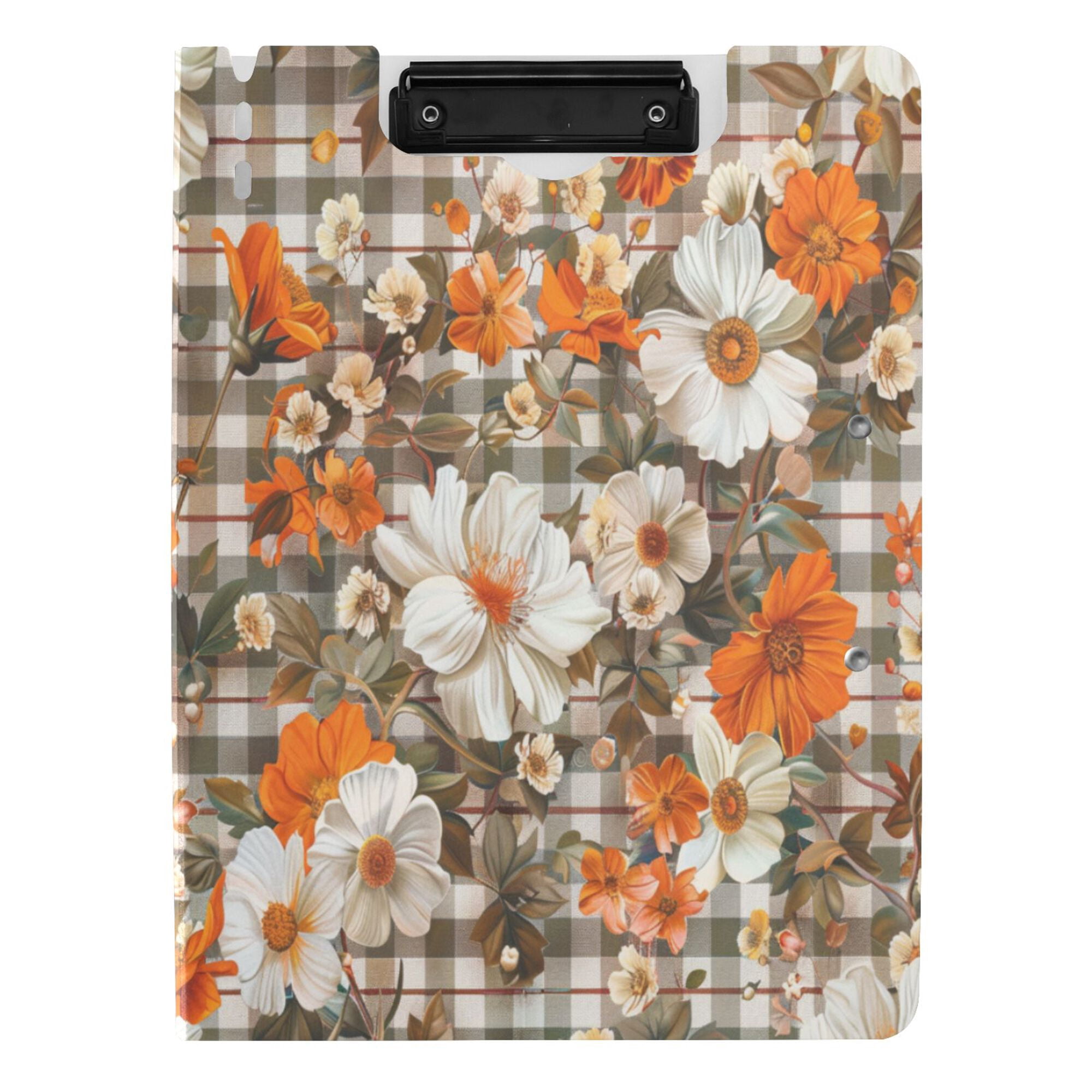 FORMRS A4 Clipboard Folder with Pen Holder Horizontal Foldable School Office Binder, Rustic Floral