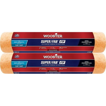 Wooster Genuine 14" Super/Fab FTP 3/8" Nap Roller Cover 2-Pack, RR923-14-2PK
