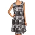 thumbnail image 1 of Sakkas Spal Mid Length Scoop Neck Tank Top Printed Batik Caftan Dress / Cover Up - 16502-Black - OS, 1 of 4
