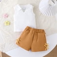 thumbnail image 5 of Amidoa Girls 2 Piece Outfits Summer Clothes Tank Top Solid Color Cute T-Shirt and Shorts Casual Kids Clothing Sets Coffee Size 3T, 5 of 9