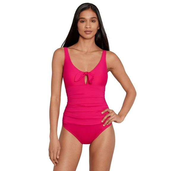 Lauren Ralph Lauren Women's Beach Club Solids Tie Front Underwire One Piece Swimsuit Orchid