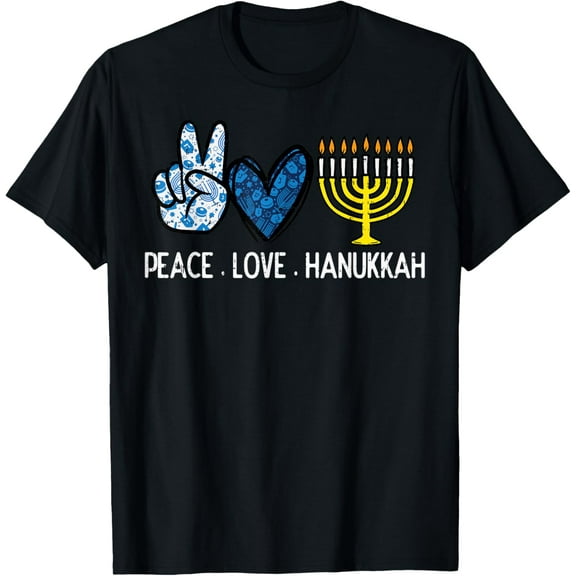 t-shirt Peace Love Hanukkah Retro Chanukah Jewish Men Women Kids T-Shirt.