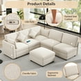 thumbnail image 3 of EUROCO 85.4" 5-Seat Sectional Sofa Bed,L-Shaped Sofa Couch with 2 USB Ports, a Movable Ottoman and Chenille Fabric,Modular Sleeper Sofa Couch for Living Room or Apartment,Beige, 3 of 8