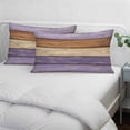 thumbnail image 3 of Farmhouse Purple Brown Pillow Covers, Linen Long Throw Pillow Case, Vintage Wooden Striped Holiday Pillow Protector Decorative Cushion Cover for Living Room/Bedroom 24" x 36", 3 of 8