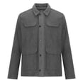 thumbnail image 6 of New Fashion Jackets for Mens Plus Size Autumn and Winter Multiple Pockets Button Zipper Windbreaker Solid Long Sleeves No Hat Casual Loose Coat, 6 of 8