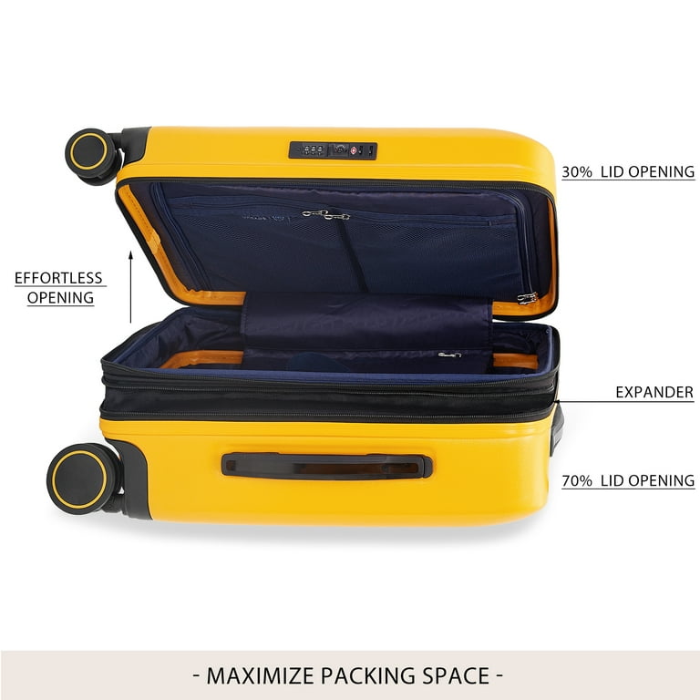 VERAGE Freeland Carry On Luggage with X-Large Spinner Wheels, Expandable  Hardside Travel Suitcase, TSA Approved (20-Inch, Yellow) - Walmart.com