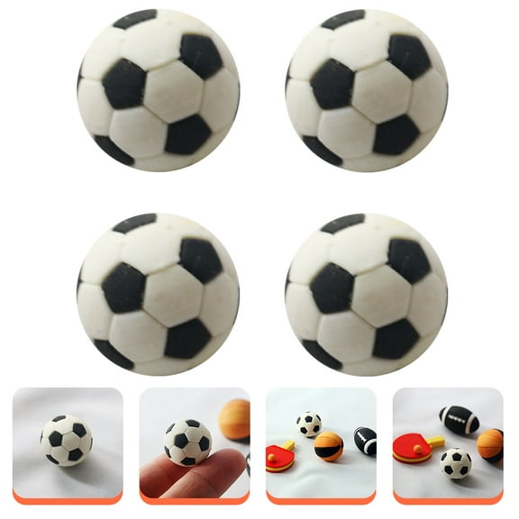 LEORX Tiny Soccer Mini Football Rubber 4Pcs Miniature Toy Model