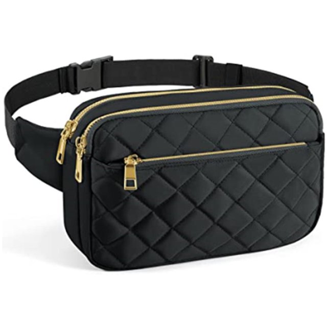 Riñonera de moda para mujer y hombre, riñonera informal con rombos y varios bolsillos (negro) Tmvgtek Para Estrenar
